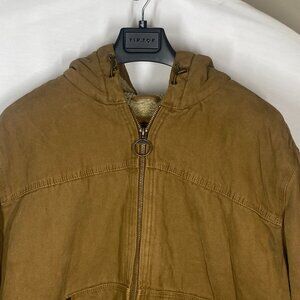 Men's XXL Sherpa Lined Canvas Hooded Work Jacket